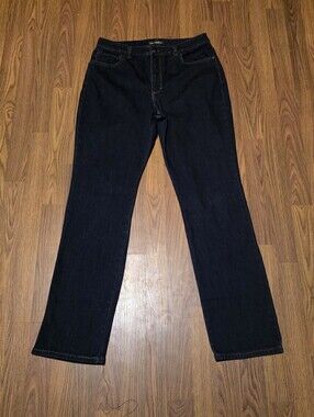 Lee Instantly Slims High Rise Straight Leg Jeans Size 14L Dark Wash Long Relaxed